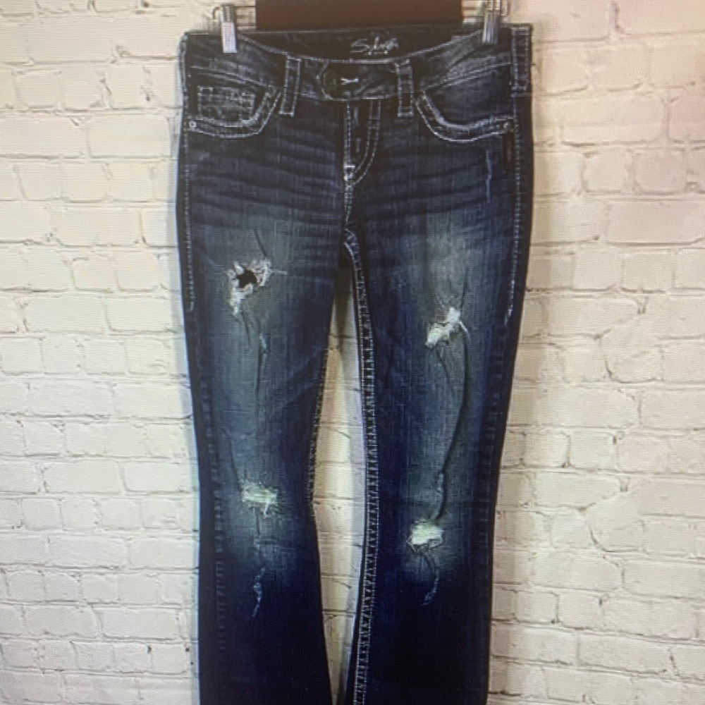 Style & Co. Women's Dark Blue Distressed Boot Cut Jeans